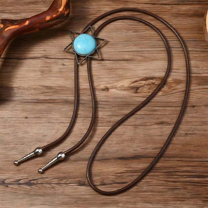 Cravatta Bolo con design turchese a stella a sei punte