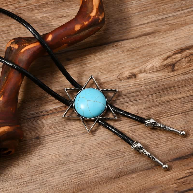 Cravatta Bolo con design turchese a stella a sei punte
