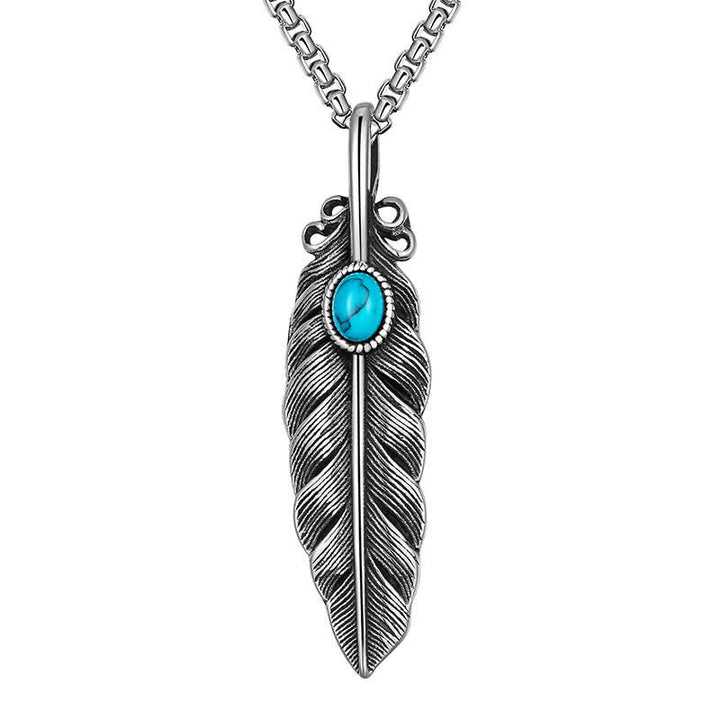 Collana tribale nativa con piume turchesi da uomo