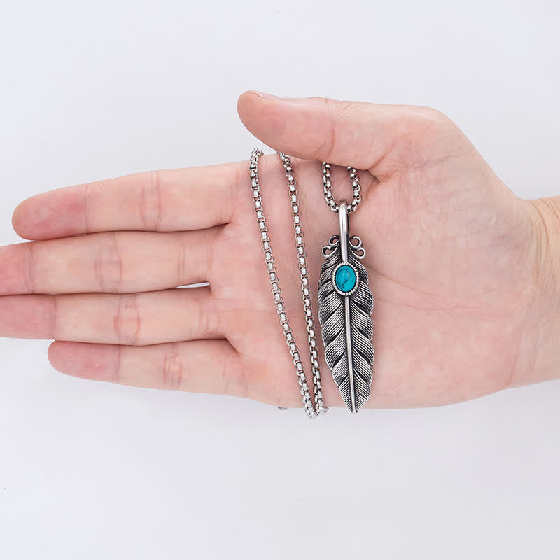 Collana tribale nativa con piume turchesi da uomo