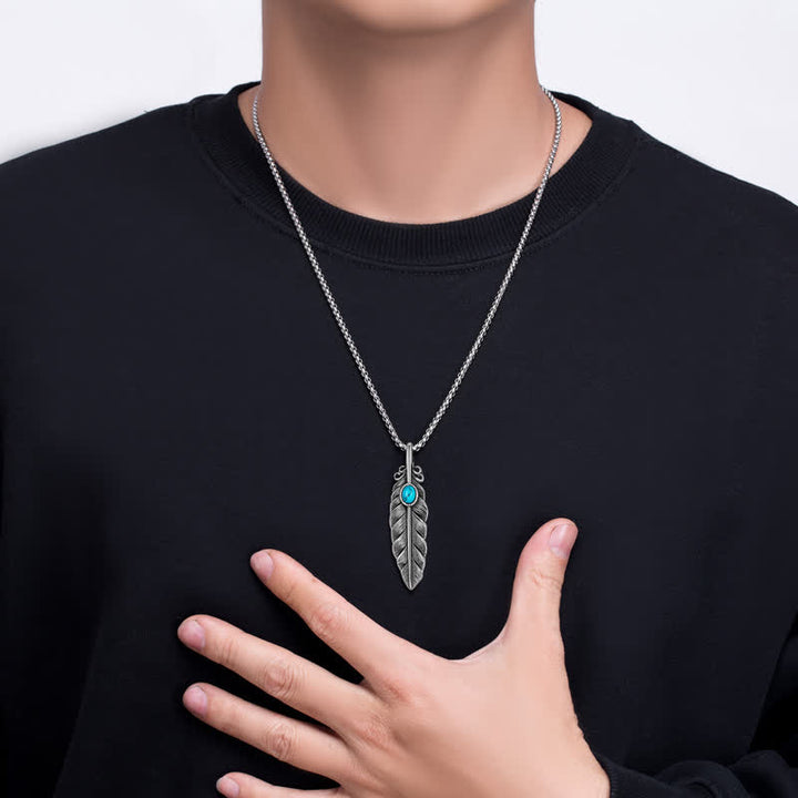 Collana tribale nativa con piume turchesi da uomo