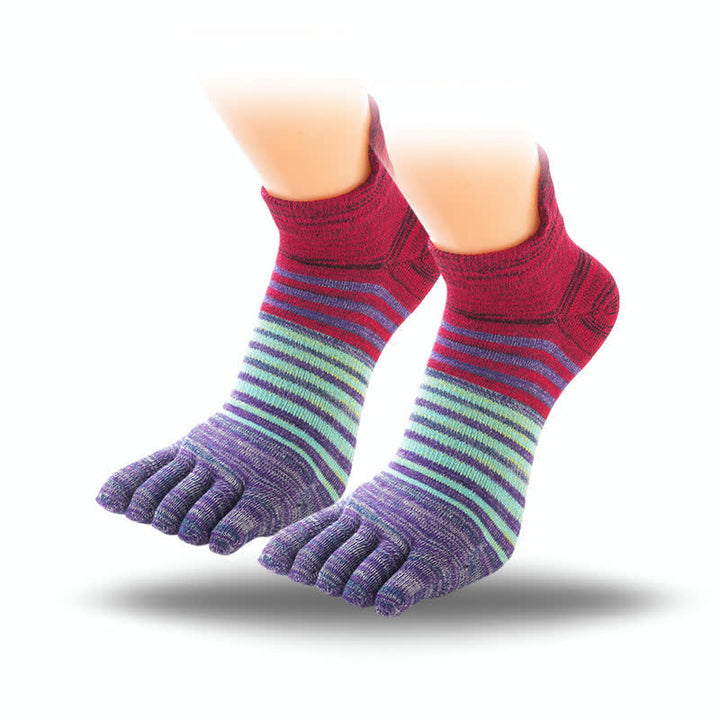 Calzini sportivi casual a righe con cinque dita e caviglia da uomo
