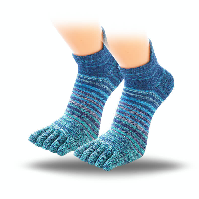 Calzini sportivi casual a righe con cinque dita e caviglia da uomo