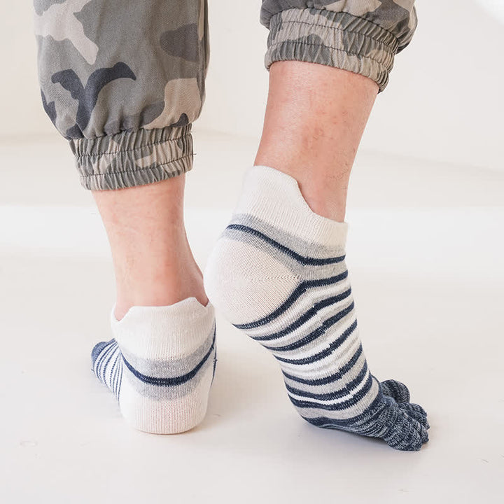 Calzini sportivi casual a righe con cinque dita e caviglia da uomo