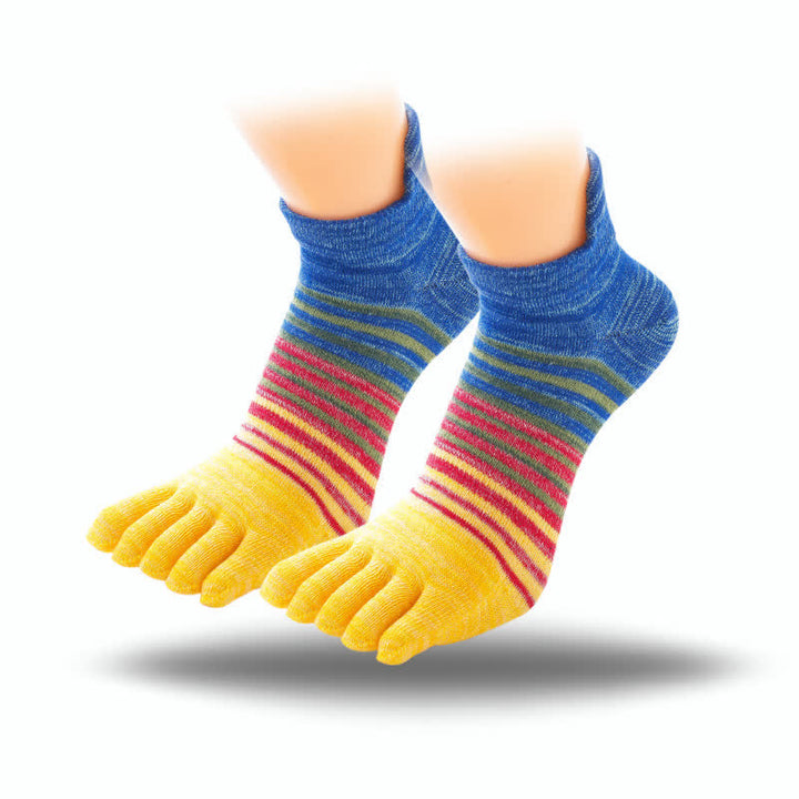 Calzini sportivi casual a righe con cinque dita e caviglia da uomo