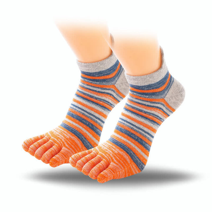 Calzini sportivi casual a righe con cinque dita e caviglia da uomo