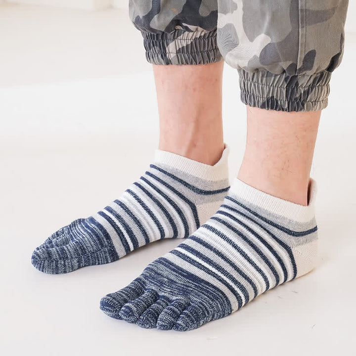 Calzini sportivi casual a righe con cinque dita e caviglia da uomo