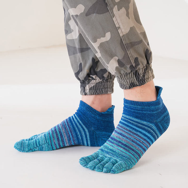 Calzini sportivi casual a righe con cinque dita e caviglia da uomo