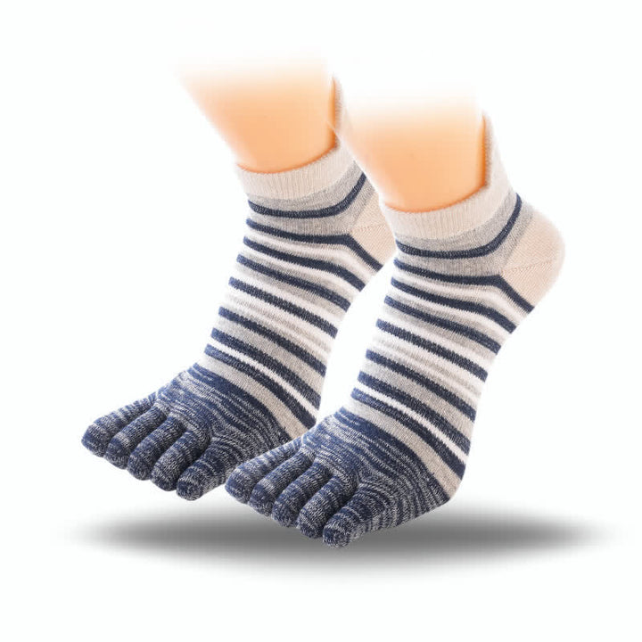 Calzini sportivi casual a righe con cinque dita e caviglia da uomo
