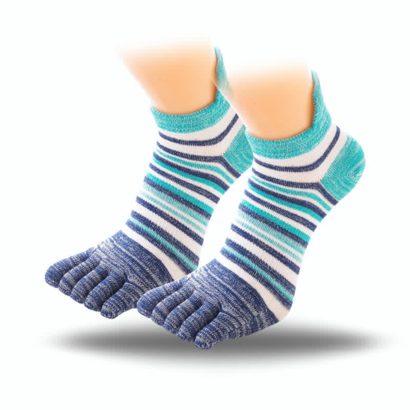 Calzini sportivi casual a righe con cinque dita e caviglia da uomo