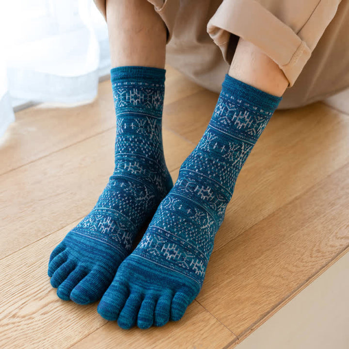 Calzini da uomo stile vintage Five Fingers Crew - Blu - 6 paia - Taglia unica (US 6.5 - US 10) - image 3