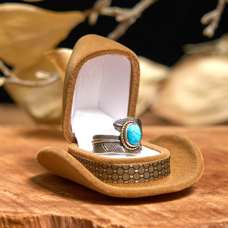 Set di anelli con collana e piuma turchese con fibbia per cintura con coltello nascosto fai da te Angle Wing
