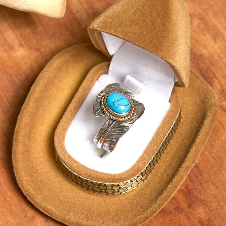 Set di anelli con collana e piuma turchese fai da te con fibbia per cintura con coltello nascosto Angle Wing - image 9