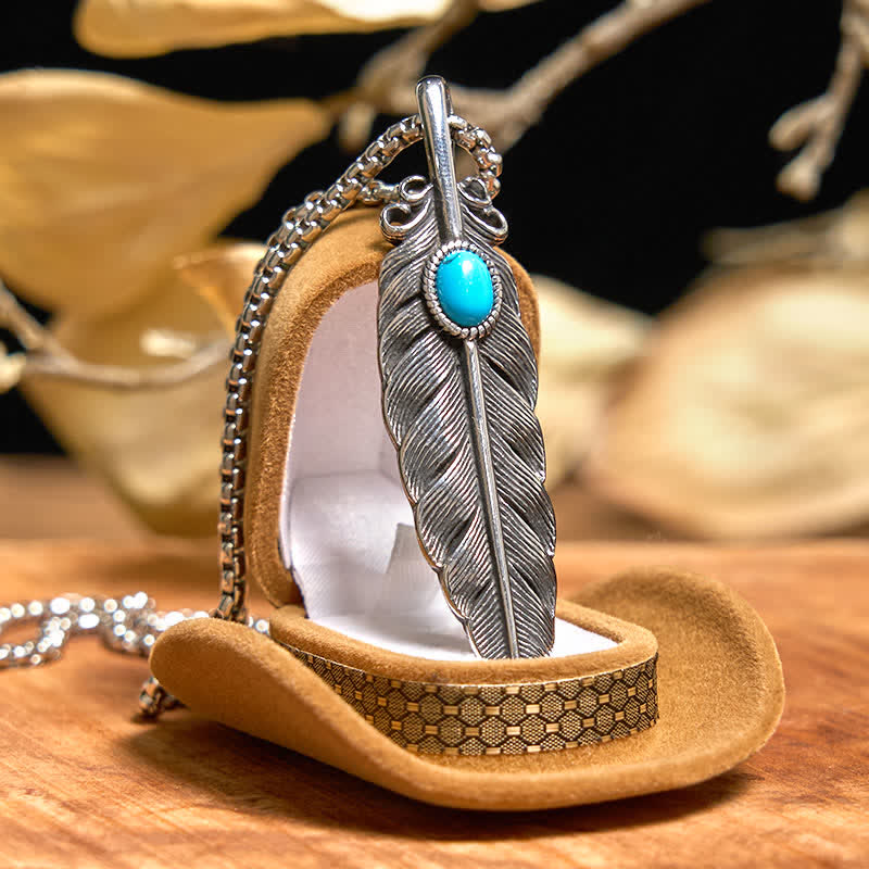 Set di anelli con collana e piuma turchese con fibbia per cintura con coltello nascosto fai da te Angle Wing