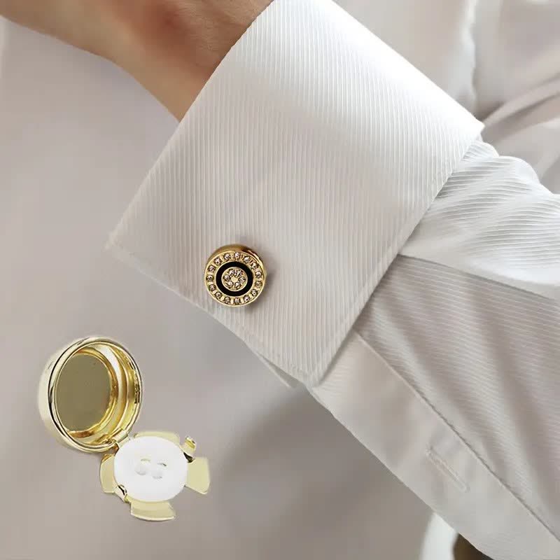 Set di gemelli da uomo con bottoni a pressione eleganti e originali, 1 paio