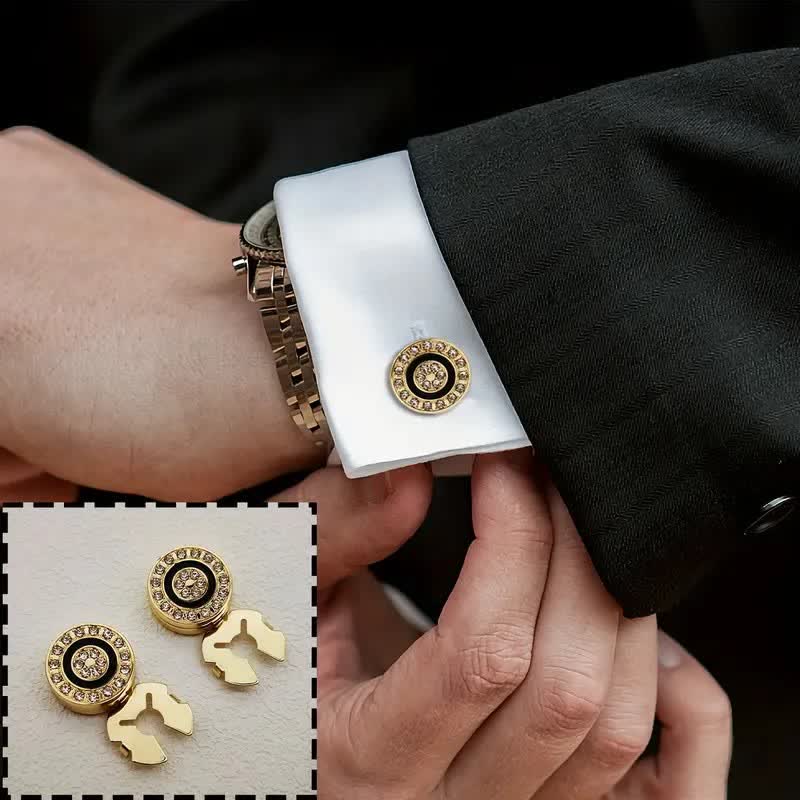 Set di gemelli da uomo con bottoni a pressione eleganti e originali, 1 paio