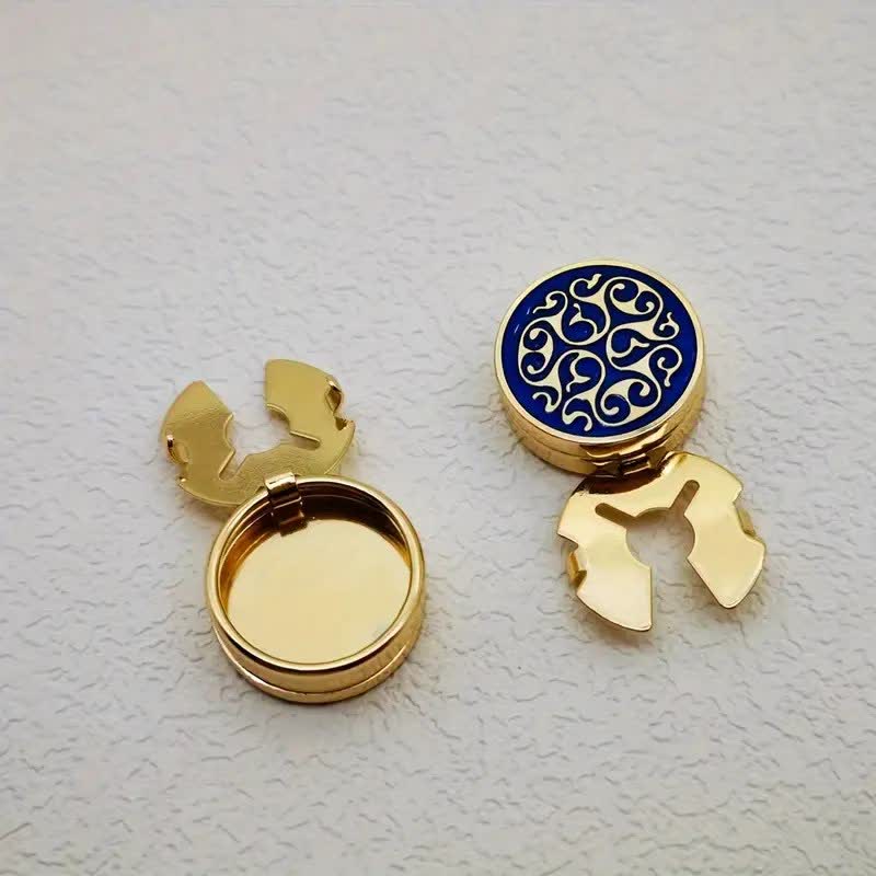Gemelli da uomo, 1 paio, con bottoni a pressione blu floreali