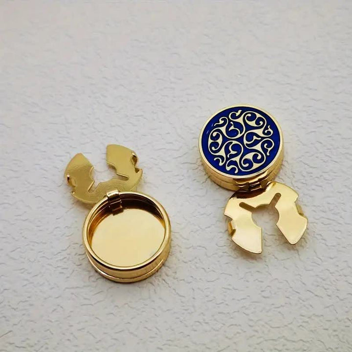 Gemelli da uomo, 1 paio, con bottoni a pressione blu floreali
