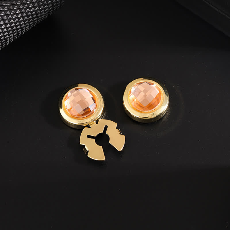 Set di gemelli da uomo con bottoni a pressione in cristallo lucido, 1 paio - Champagne e oro - image 10