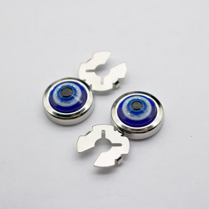 Gemelli da uomo, 1 paio, con bottoni a pressione in resina barocca - Blu e argento - image 12