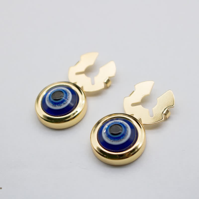 Gemelli da uomo, 1 paio, con bottoni a pressione in resina barocca - Blu e oro - image 13