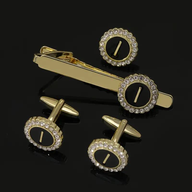 Set di 3 gemelli con spilla fermacravatta e lettere maiuscole in oro da uomo, 26 pezzi - I - image 8