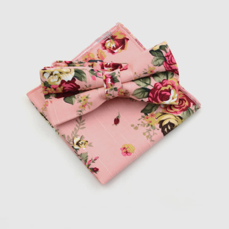 Set di 2 fazzoletti da taschino e papillon in cotone con motivo Paisley da uomo