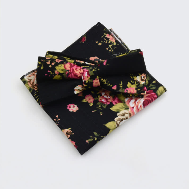 Set di 2 fazzoletti da taschino e papillon in cotone con motivo Paisley da uomo