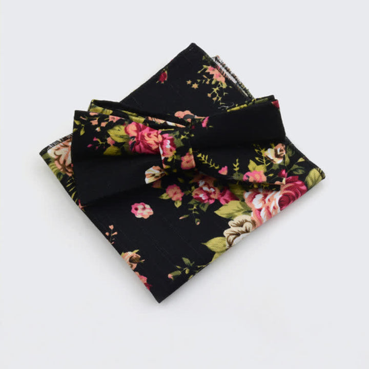 Set di 2 fazzoletti da taschino e papillon in cotone con motivo Paisley da uomo