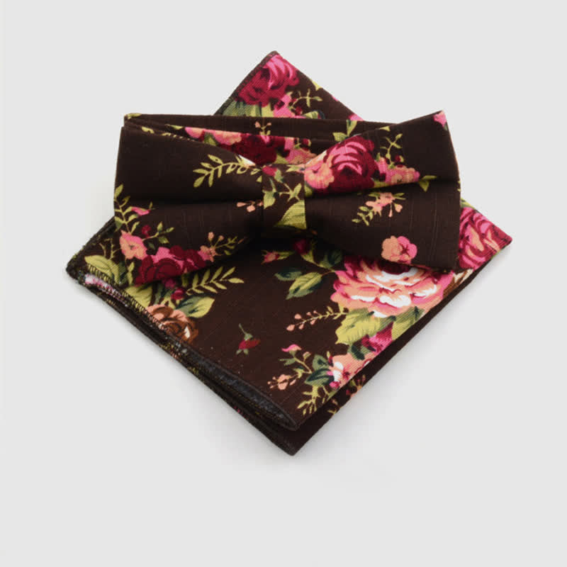 Set di 2 fazzoletti da taschino e papillon in cotone con motivo Paisley da uomo