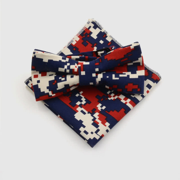 Set di 2 fazzoletti da taschino e papillon in cotone con motivo Paisley da uomo