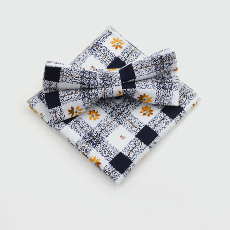 Set di 2 fazzoletti da taschino e papillon in cotone con motivo Paisley da uomo