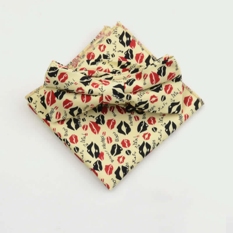 Set di 2 fazzoletti da taschino e papillon in cotone con motivo Paisley da uomo