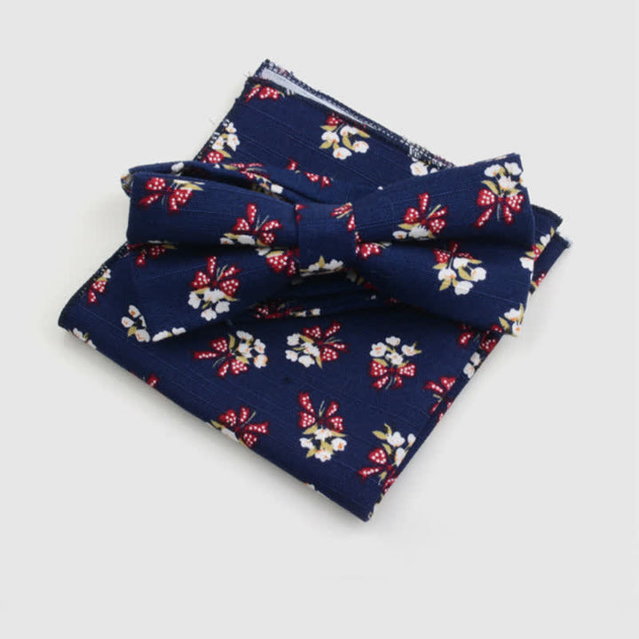 Set di 2 fazzoletti da taschino e papillon in cotone con motivo Paisley da uomo
