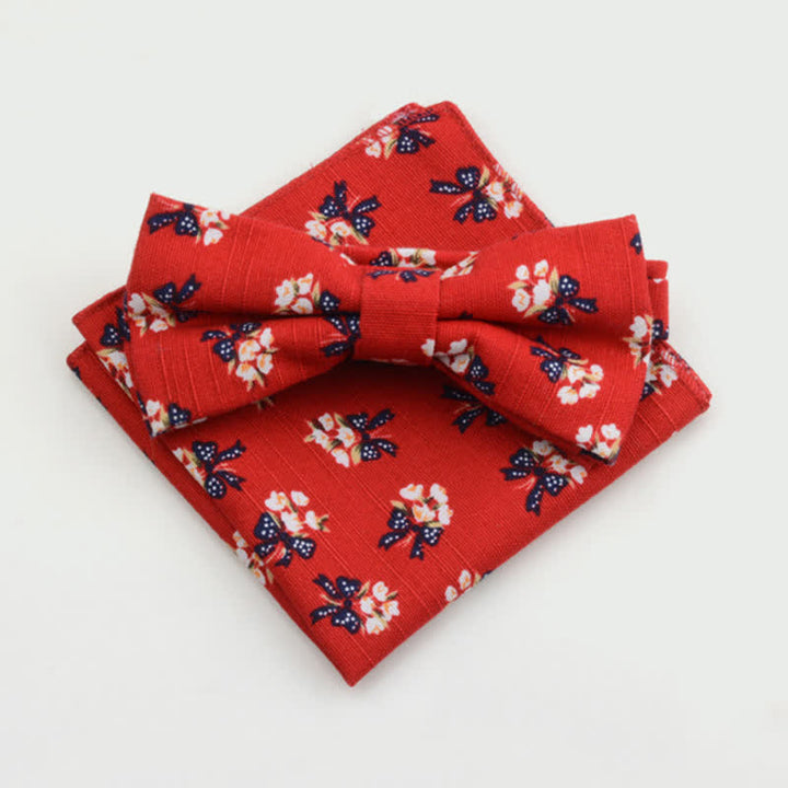 Set di 2 fazzoletti da taschino e papillon in cotone con motivo Paisley da uomo