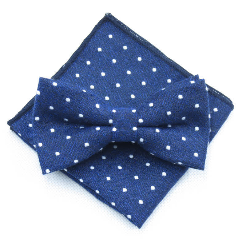 Set di 3 cravatte eleganti a pois da uomo - Marina - Papillon + Fazzoletto - image 13