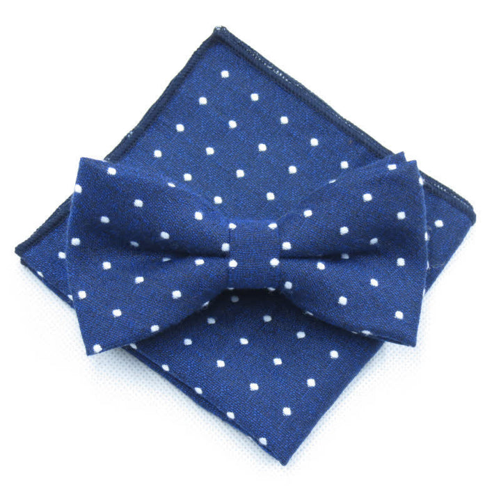 Set di 3 cravatte eleganti a pois da uomo - Marina - Papillon + Fazzoletto - image 13