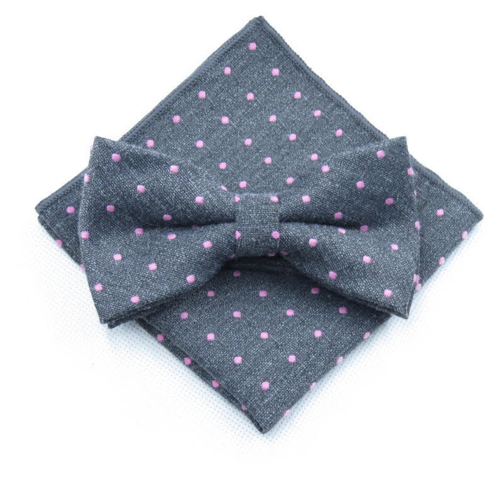 Set di 3 cravatte eleganti a pois da uomo - Grigio - Papillon + Fazzoletto - image 18