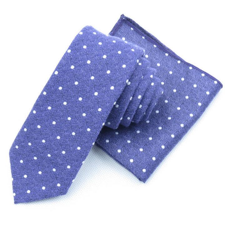 Set di 3 cravatte eleganti a pois da uomo - Viola - Cravatta + Fazzoletto - image 28