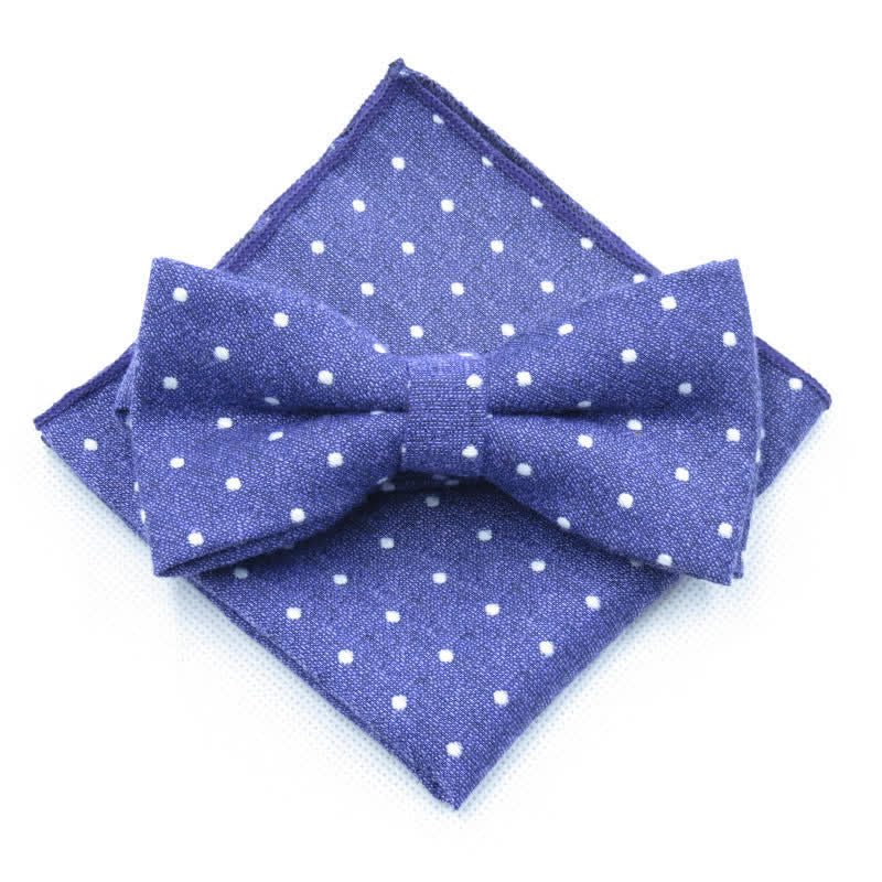 Set di 3 cravatte eleganti a pois da uomo - Viola - Papillon + Fazzoletto - image 29
