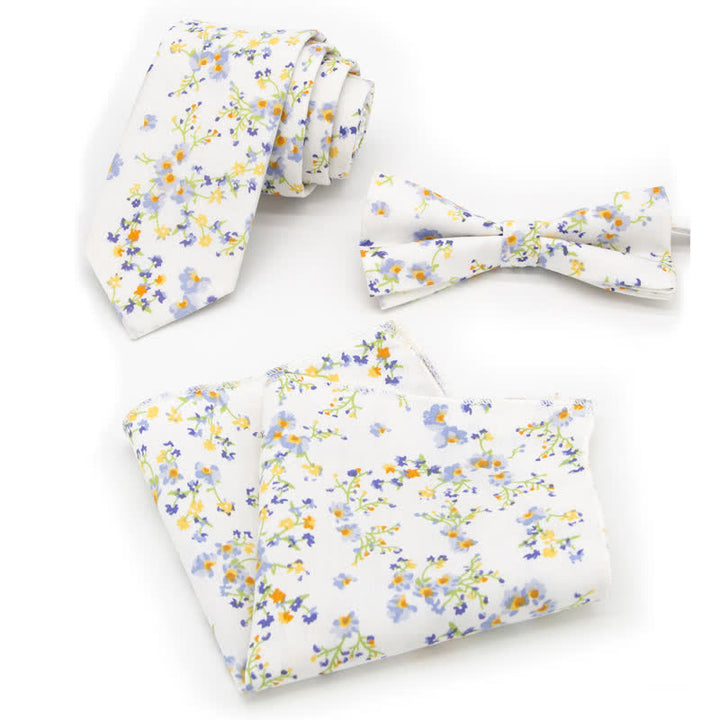 Set di 3 cravatte a farfalla in cotone con motivo Paisley da uomo - Stile n. 9 - Papillon + Cravatta + Fazzoletto - image 24