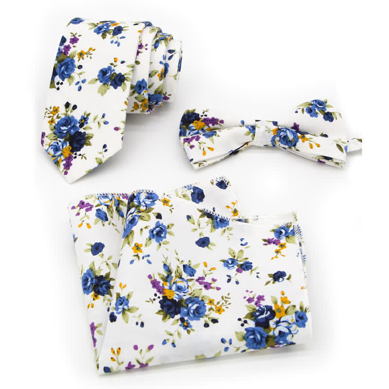 Set di 3 cravatte a farfalla in cotone con motivo Paisley da uomo - Stile n. 6 - Papillon + Cravatta + Fazzoletto - image 15