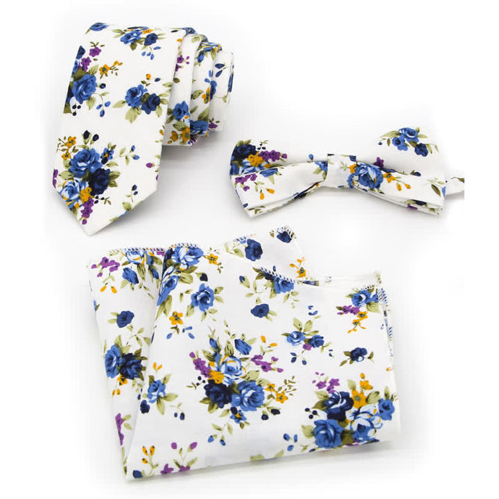 Set di 3 cravatte a farfalla in cotone con motivo Paisley da uomo - Stile n. 6 - Papillon + Cravatta + Fazzoletto - image 15