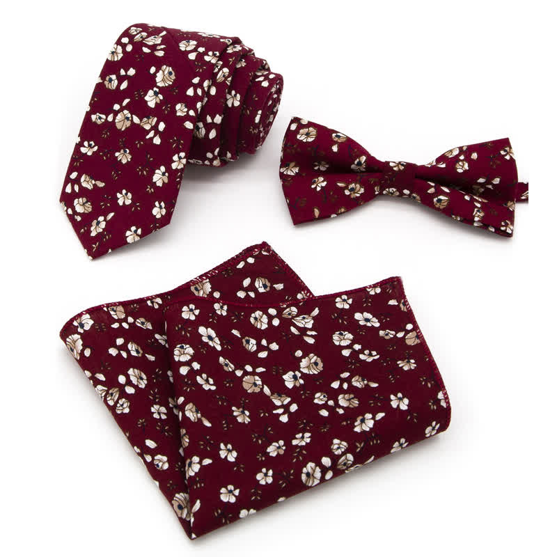 Set di 3 cravatte a farfalla in cotone con motivo Paisley da uomo - Stile n. 11 - Papillon + Cravatta + Fazzoletto - image 30