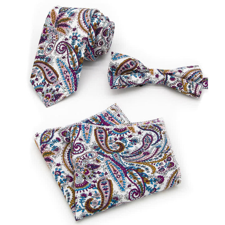 Set di 3 cravatte a farfalla in cotone con motivo Paisley da uomo