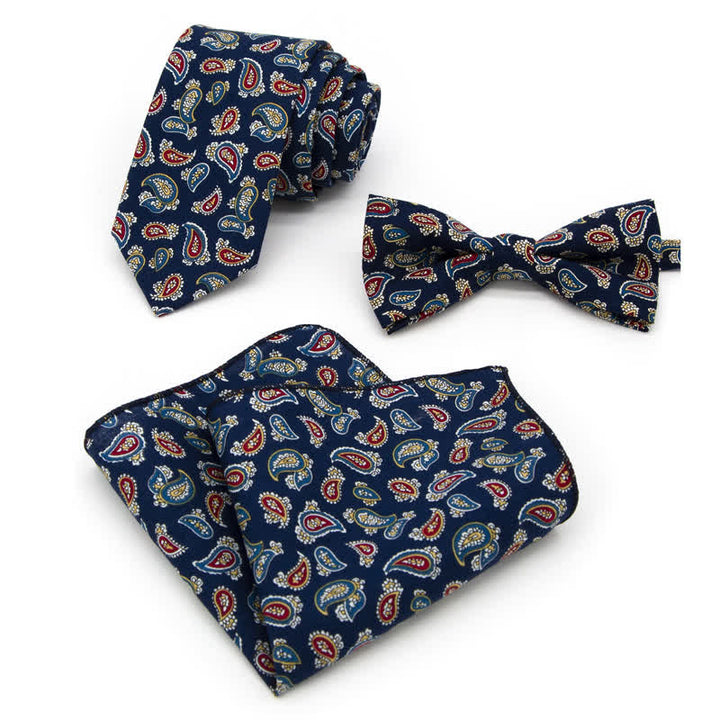 Set di 3 cravatte a farfalla in cotone con motivo Paisley da uomo