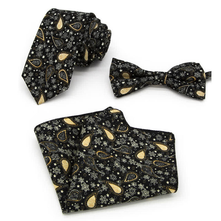 Set di 3 cravatte a farfalla in cotone con motivo Paisley da uomo