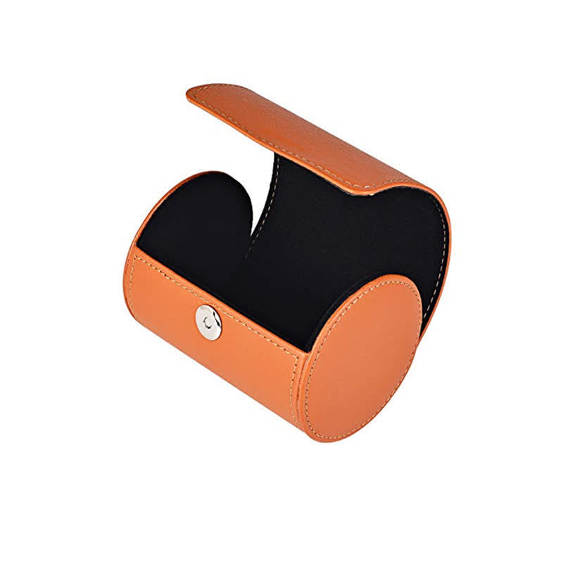 Scatola portaoggetti rotonda arancione in pelle PU