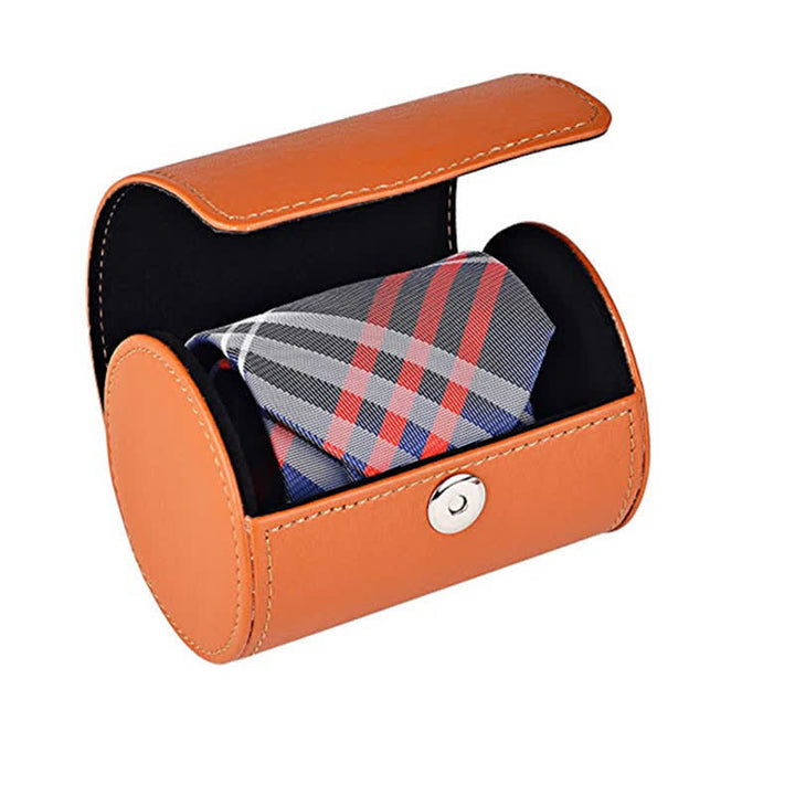 Scatola portaoggetti rotonda arancione in pelle PU