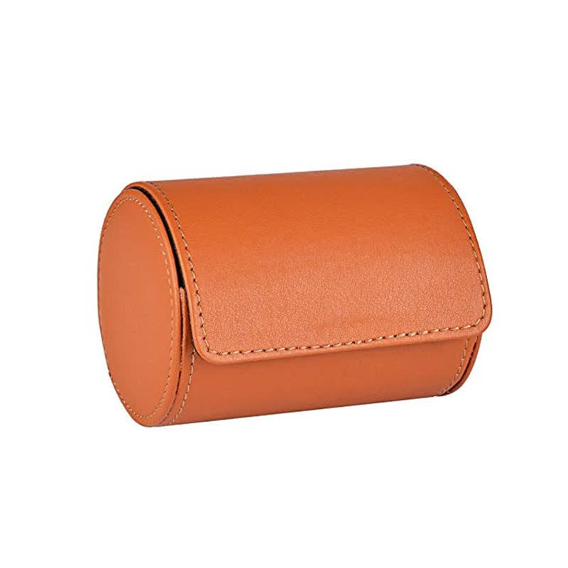 Scatola portaoggetti rotonda arancione in pelle PU